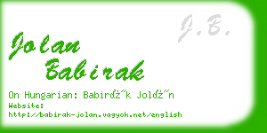 jolan babirak business card